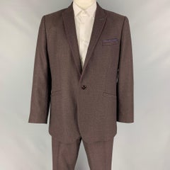 TED BAKER Size 46 Brown Burgundy Wool Single Button Suit