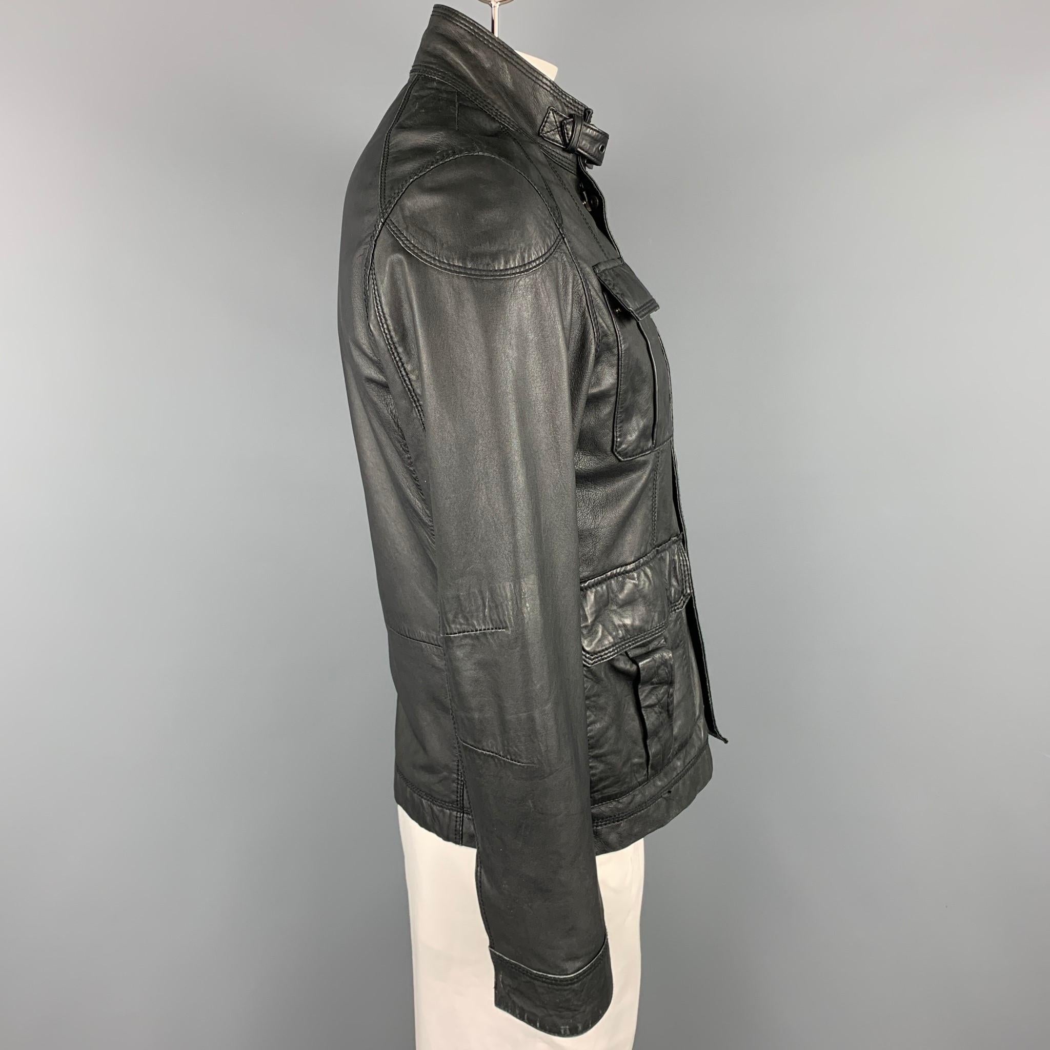 leather jacket snaps