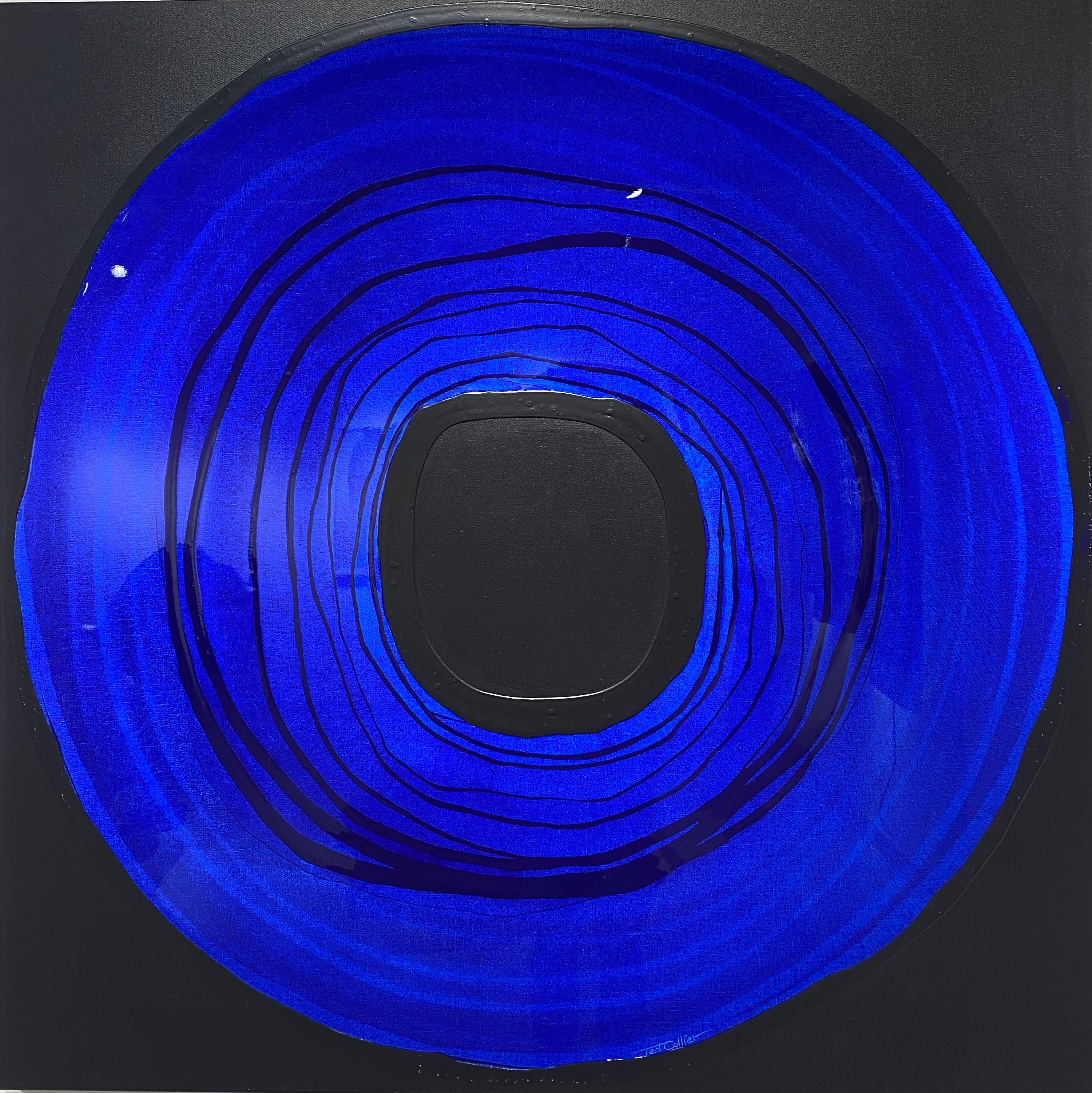 Ted Collier Abstract Painting - Circle Series 4  Blue and Black