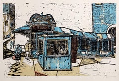 Entrance Uptown, Pop Art Woodcut and Gold Foil by Ted Davies
