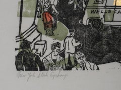 New Yorker Börse von New York, Holzschnittdruck von Ted Davies