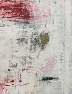 Ability #12  (abstract, black and white, pink, gestural, acrylic painting)