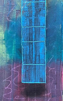 Blue of a Kind #2, Blue, purple, yellow, neon, bright, dark, abstract