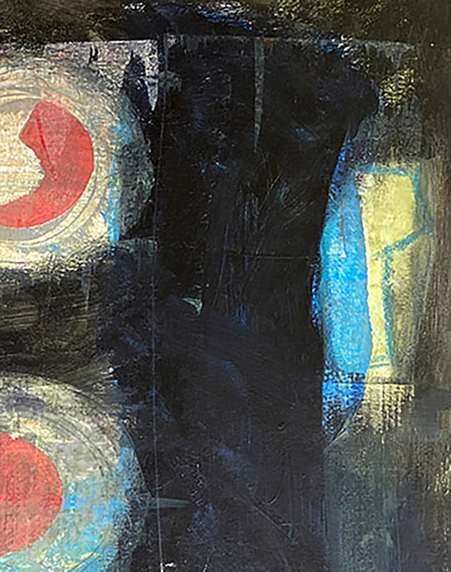 Kindheiten #2, schwarz, blau, rot, gelb, dunkel, hell, Primärfarben (Geometrische Abstraktion), Painting, von Ted Dixon