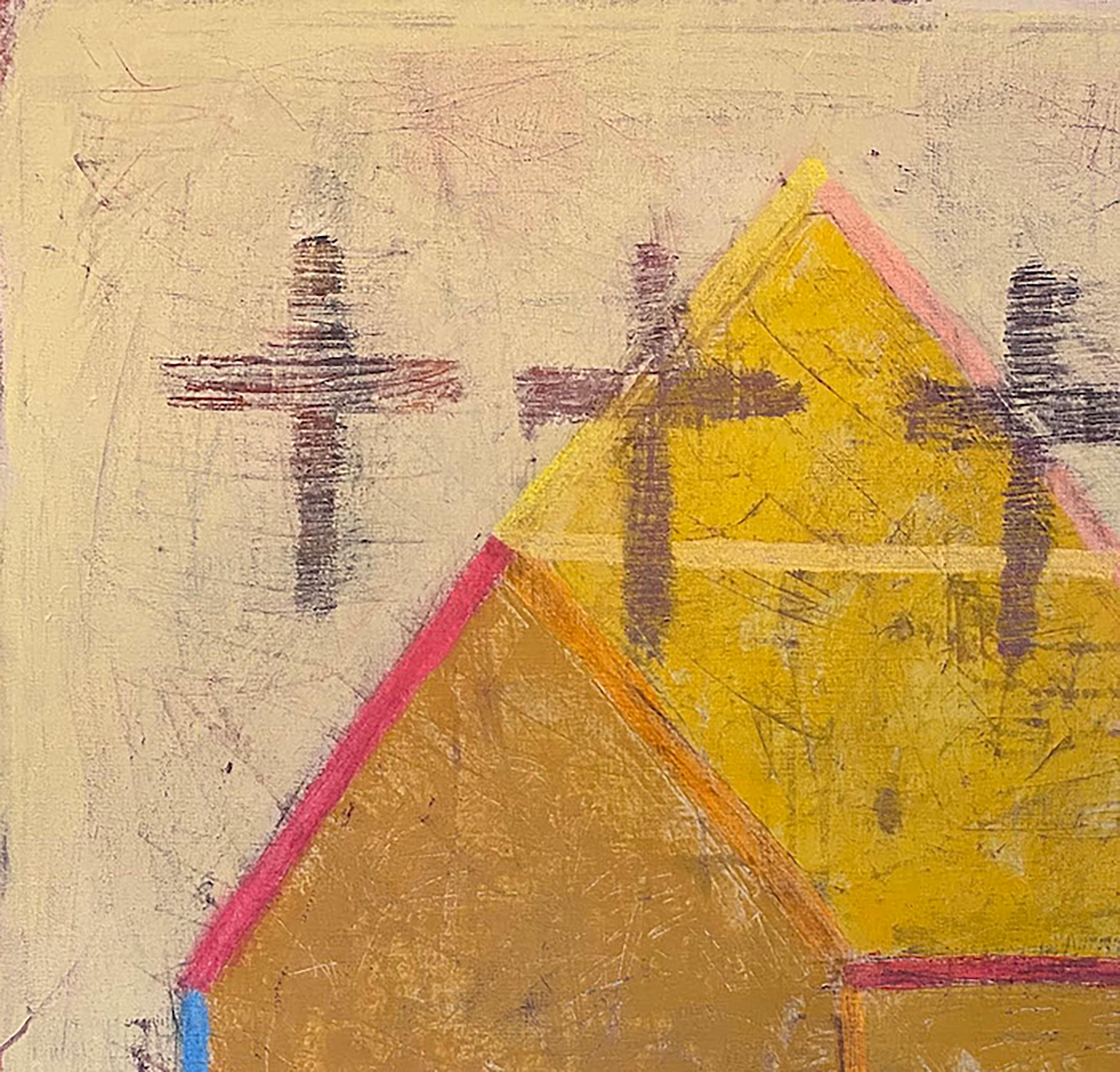 Chiesa, pittura astratta, pittura di paesaggio, acrilico su tela, colorato - Painting di Ted Dixon