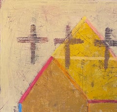 Church, Abstract painting, landscape painting, acrylic on canvas, colorful