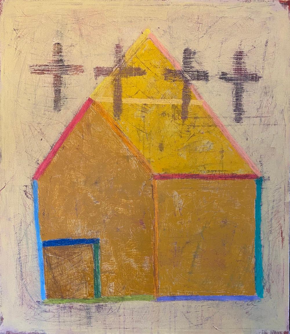Abstract Painting di Ted Dixon - Chiesa, pittura astratta, pittura di paesaggio, acrilico su tela, colorato