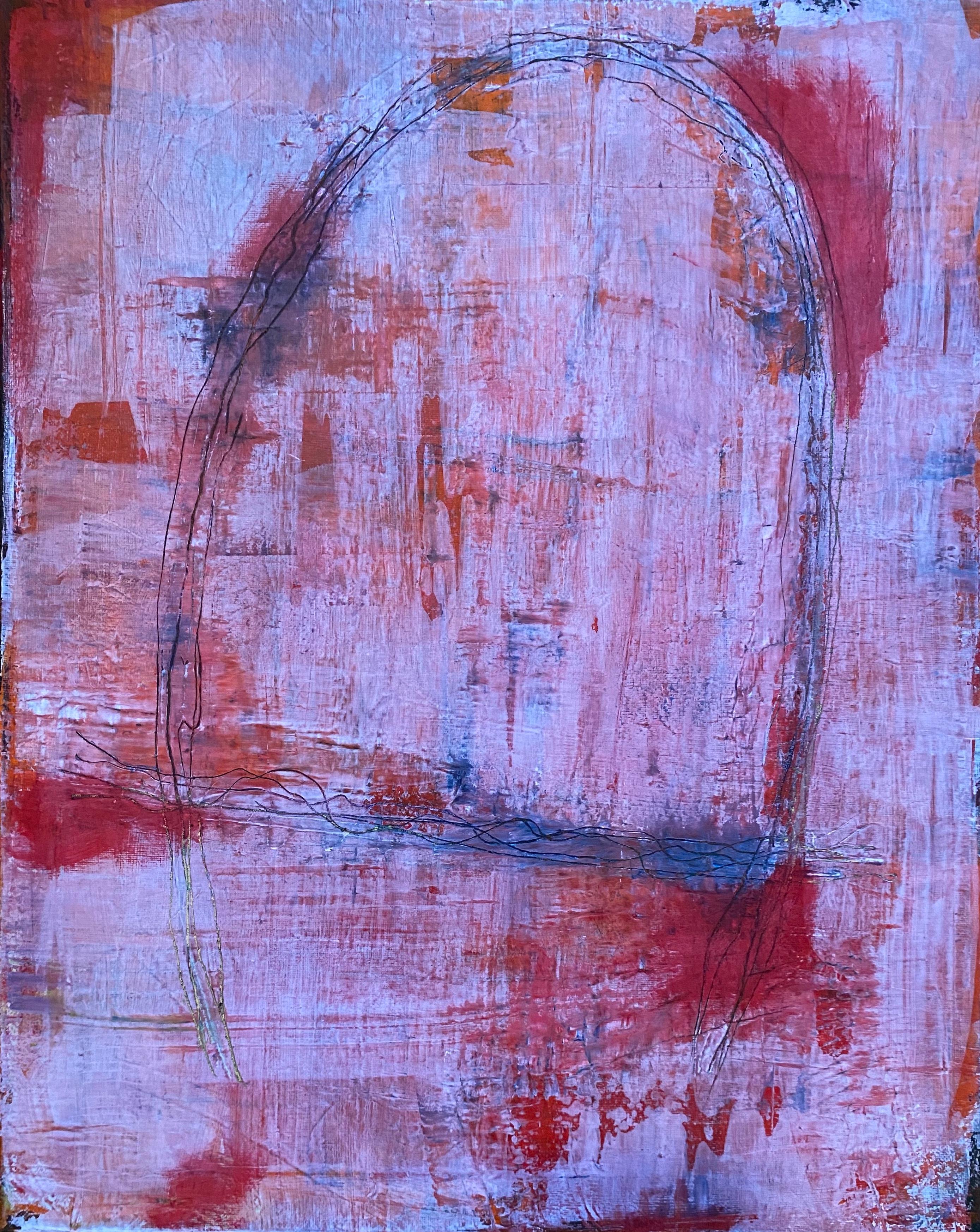 Abstract Painting di Ted Dixon - Colesseum #1 (pittura acrilica astratta, rosa)