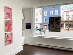 Colesseum #3 (abstract, red,  acrylic painting)