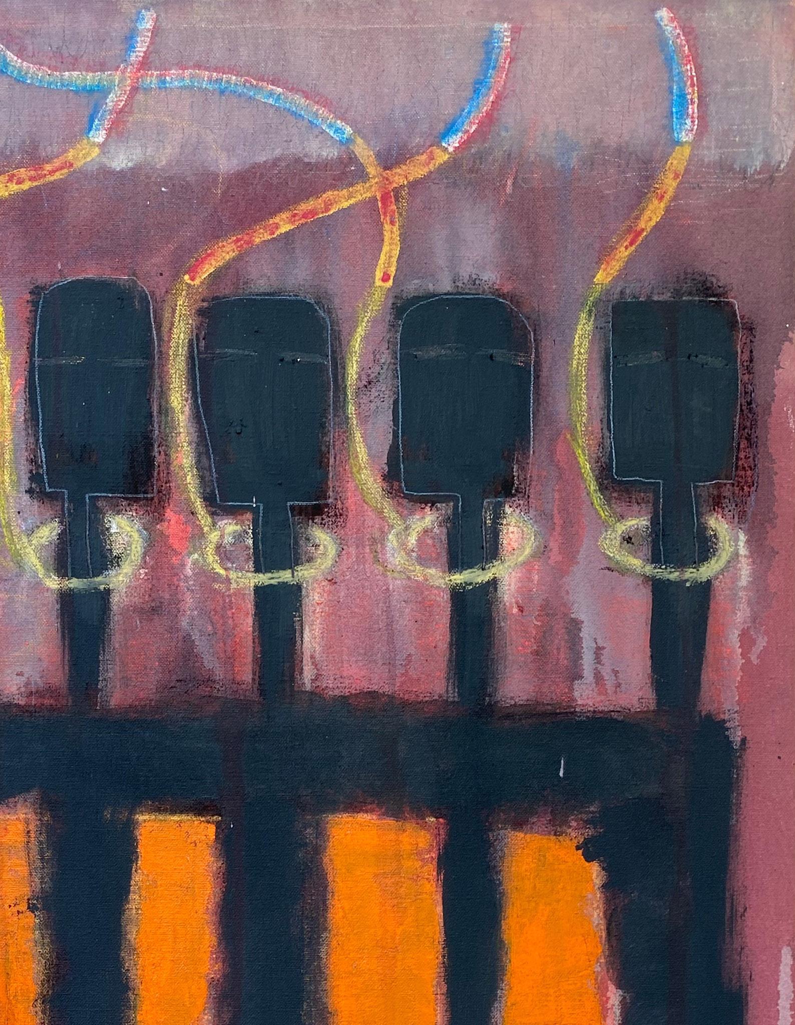 Democracy, Abstract painting, acrylic on canvas, jewel tones, figures - Painting by Ted Dixon