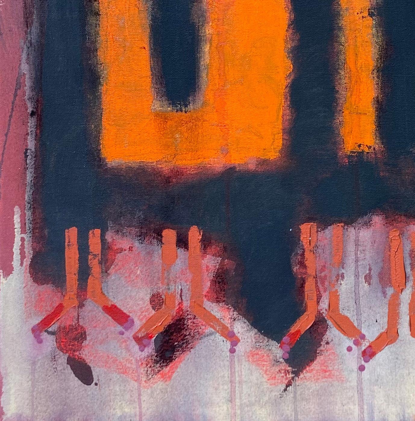 Democracy, Abstract painting, acrylic on canvas, jewel tones, figures - Brown Abstract Painting by Ted Dixon