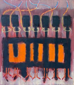 Democracy, Abstract painting, acrylic on canvas, jewel tones, figures