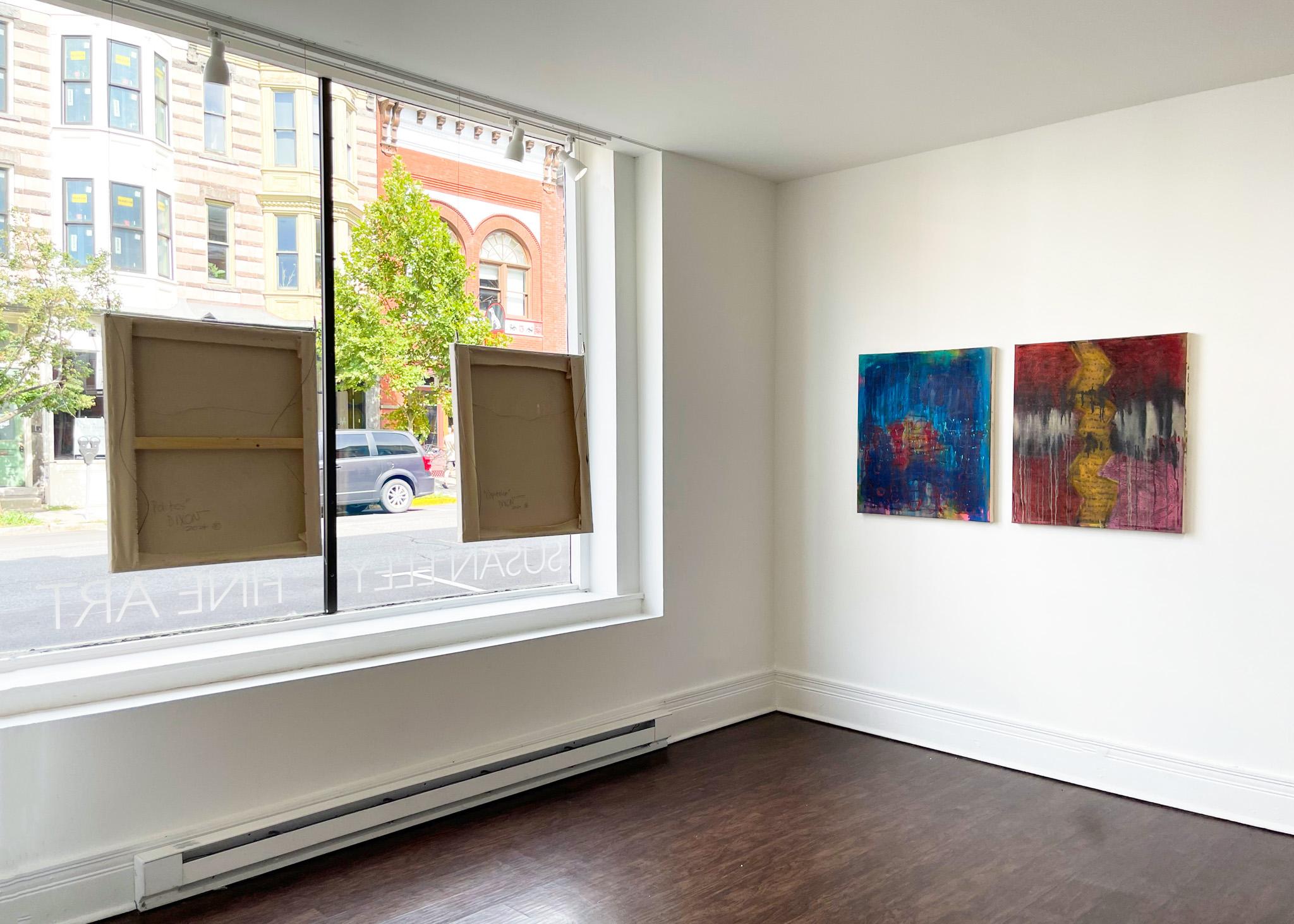 Dispossession, peinture abstraite, acrylique sur toile, colorée, bleu en vente 2
