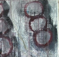 Fear, Abstract painting, acrylic on canvas, dark colors, red, gray