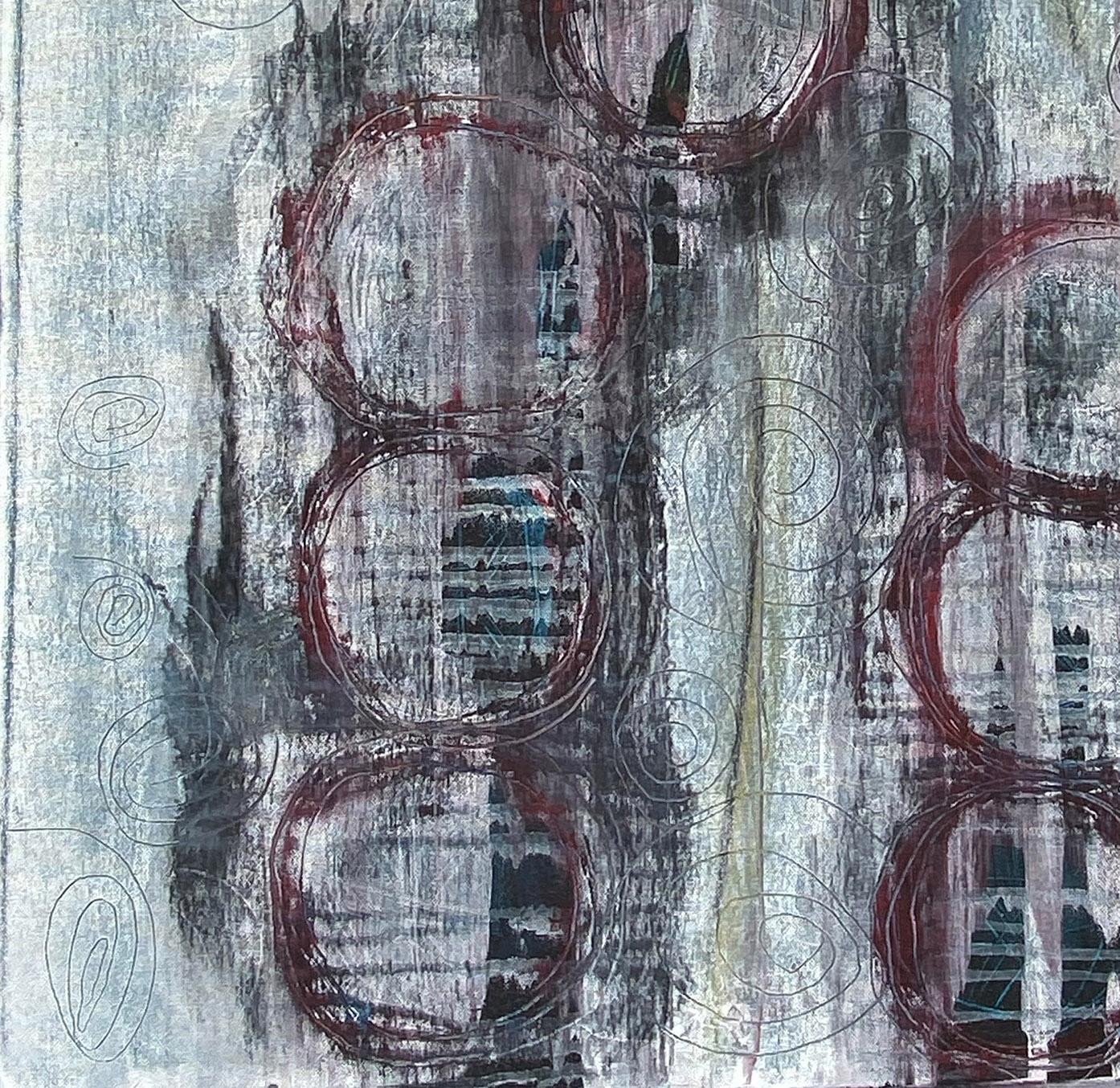 Paura, Pittura astratta, acrilico su tela, colori scuri, rosso, grigio - Painting Espressionismo astratto di Ted Dixon