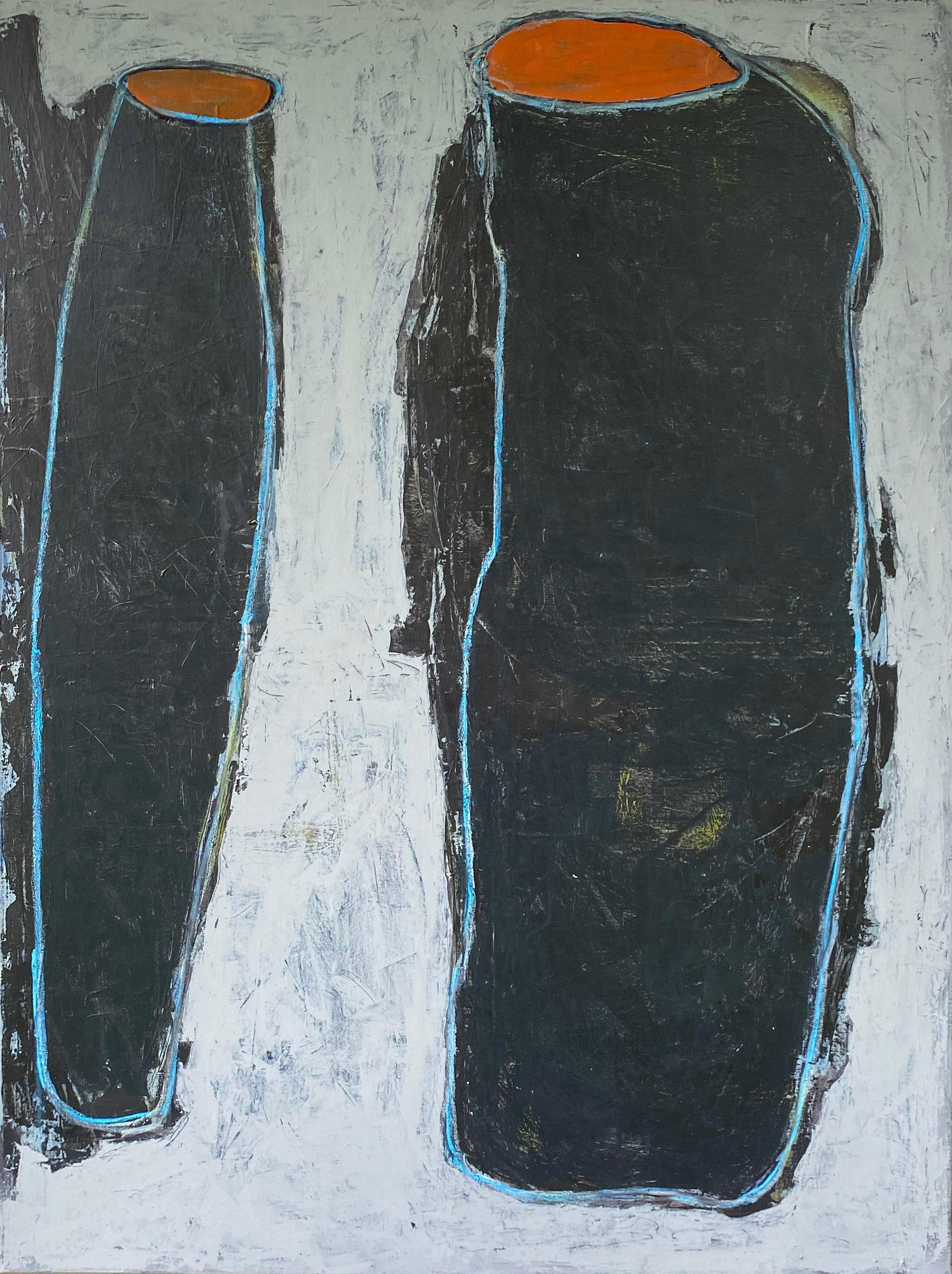 Ted Dixon Abstract Painting – Vier ist mehr #1  (Abstrakte Schwarz-Weiß-Malerei, Gefäß, Acrylmalerei)