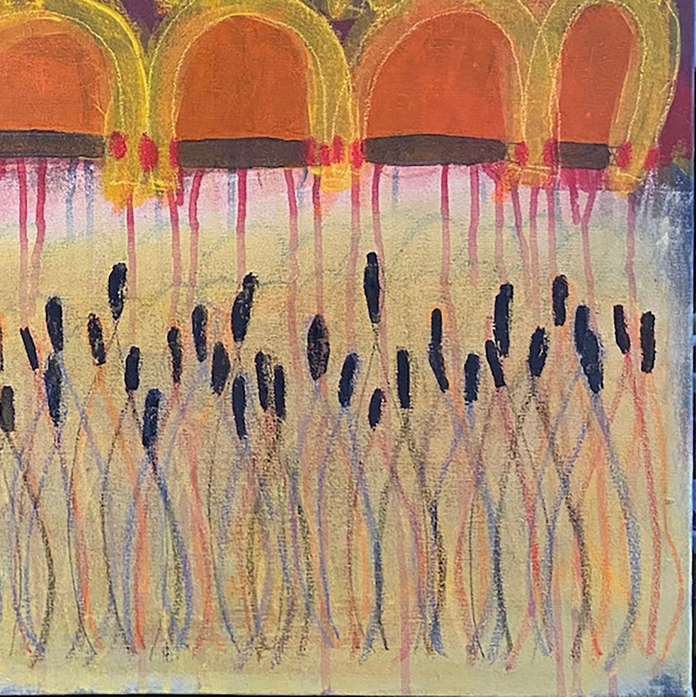 Assistenza sanitaria, Pittura astratta, acrilico su tela, colorato, motivi - Abstract Painting Marrone di Ted Dixon