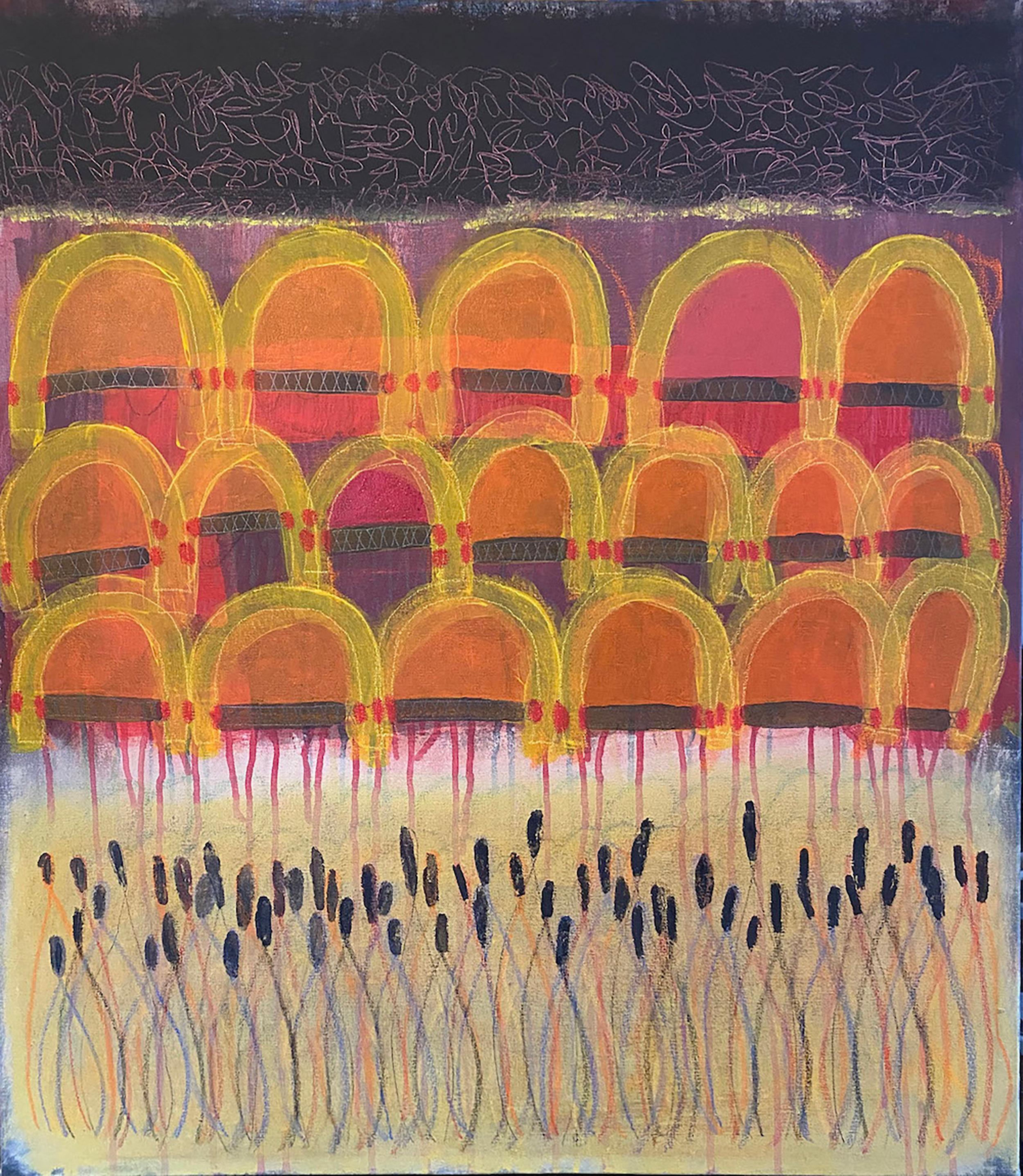 Abstract Painting di Ted Dixon - Assistenza sanitaria, Pittura astratta, acrilico su tela, colorato, motivi