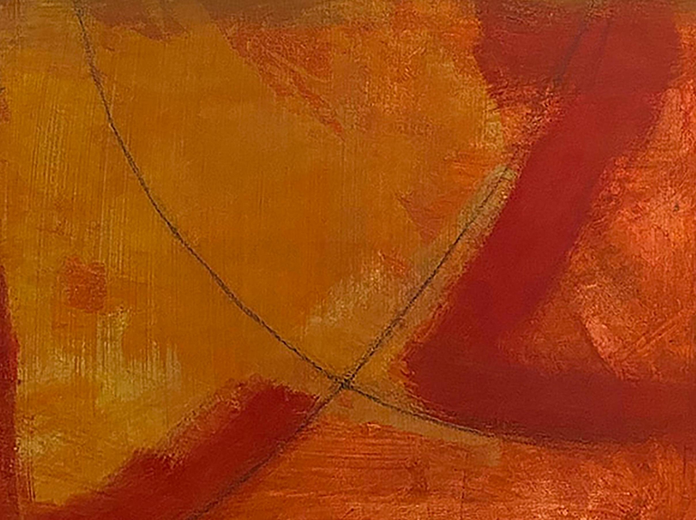 In A Moment, red, brown, yellow, abstract, painterly, neutrals, dark For Sale 1