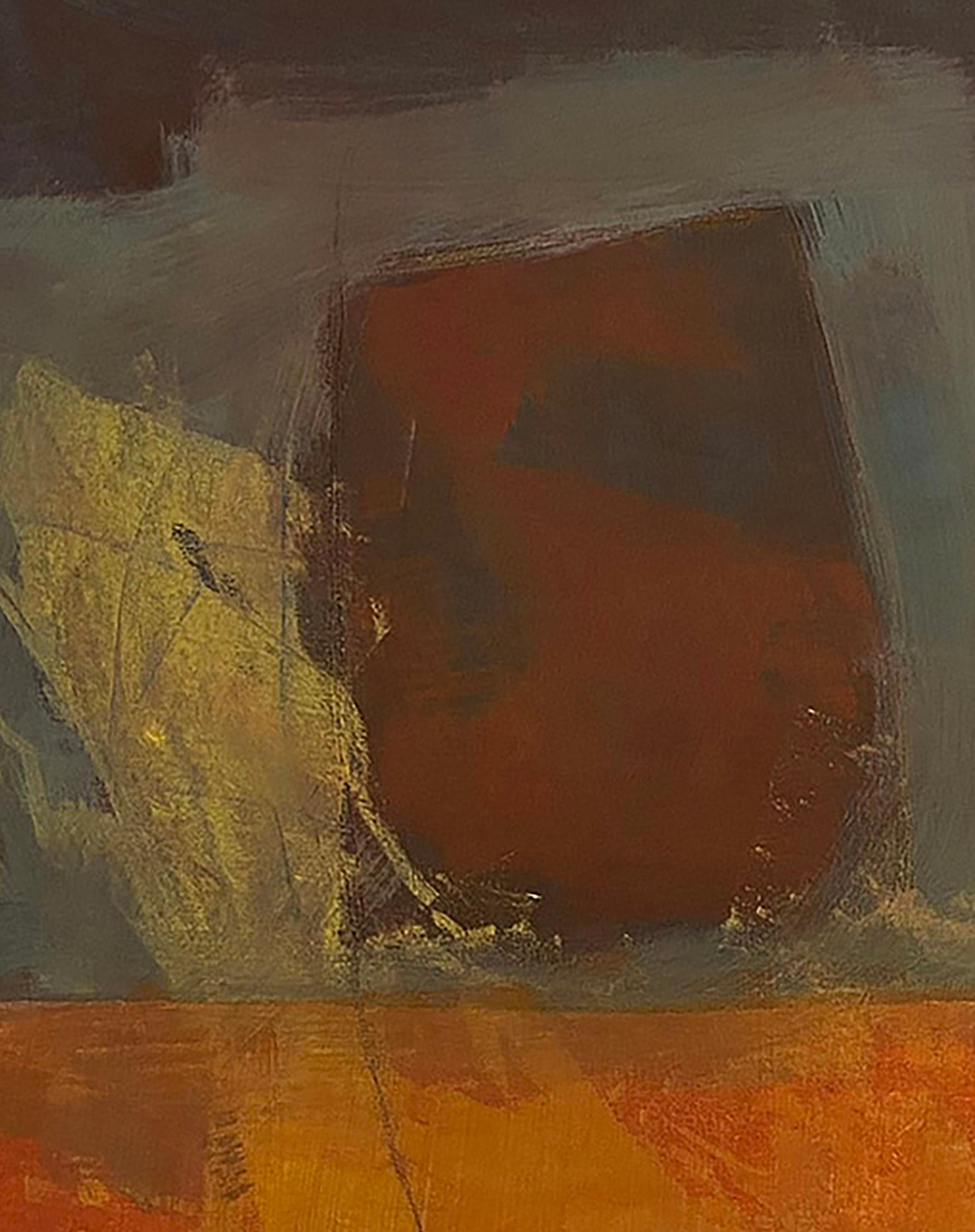 In A Moment, red, brown, yellow, abstract, painterly, neutrals, dark For Sale 2