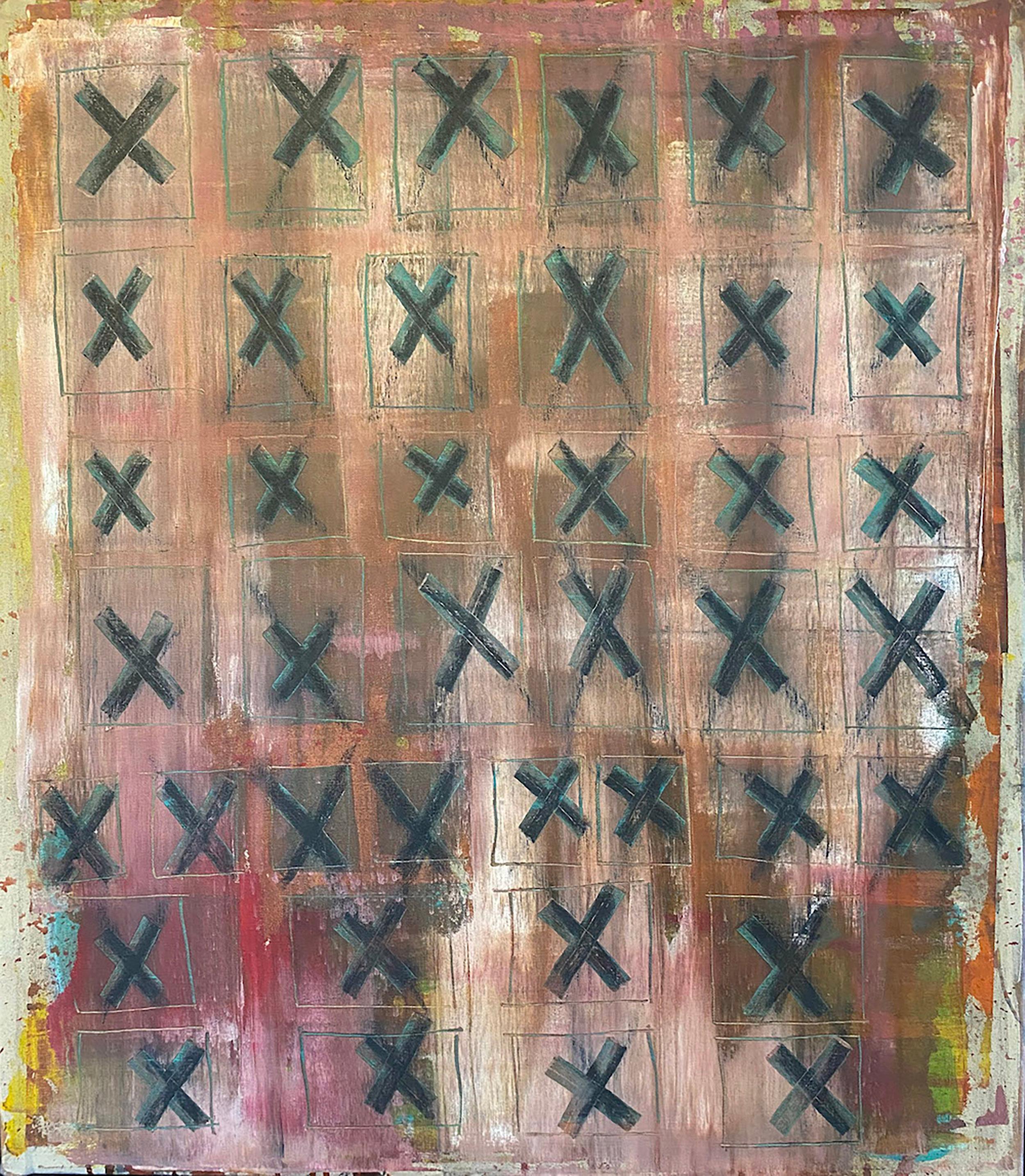 Abstract Painting de Ted Dixon - Herencia, Pintura abstracta, acrílico sobre lienzo, colores oscuros, motivos