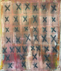 Inheritance, peinture abstraite, acrylique sur toile, couleurs sombres, motifs