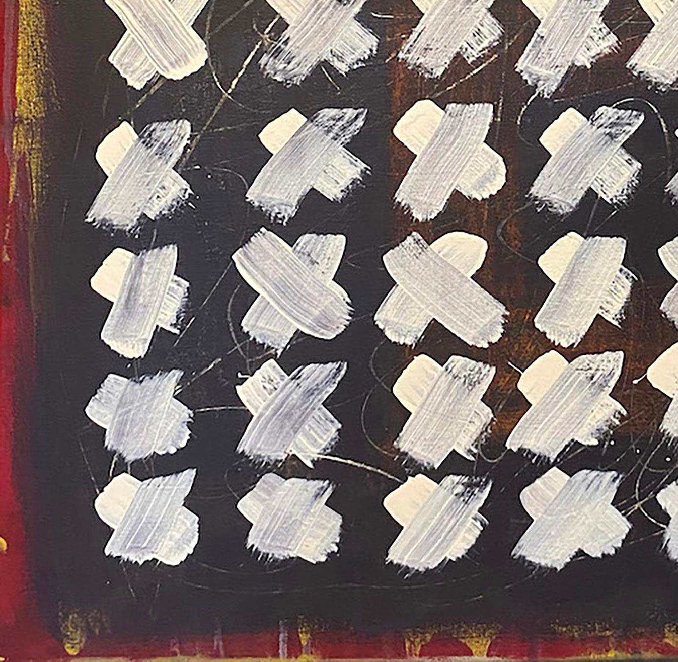 Justice, Abstract painting, acrylic on canvas, red, blue, flag - Black Abstract Painting by Ted Dixon