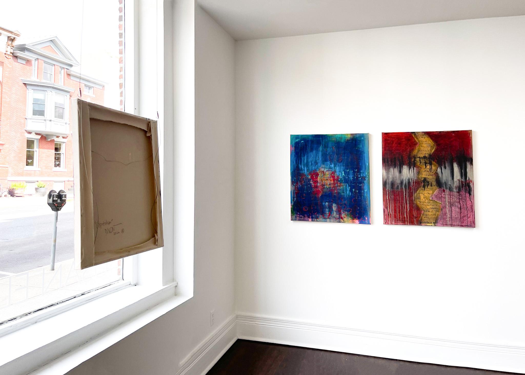 Medizin, Abstraktes Gemälde, Acryl auf Leinwand, dunkle Farben im Angebot 1