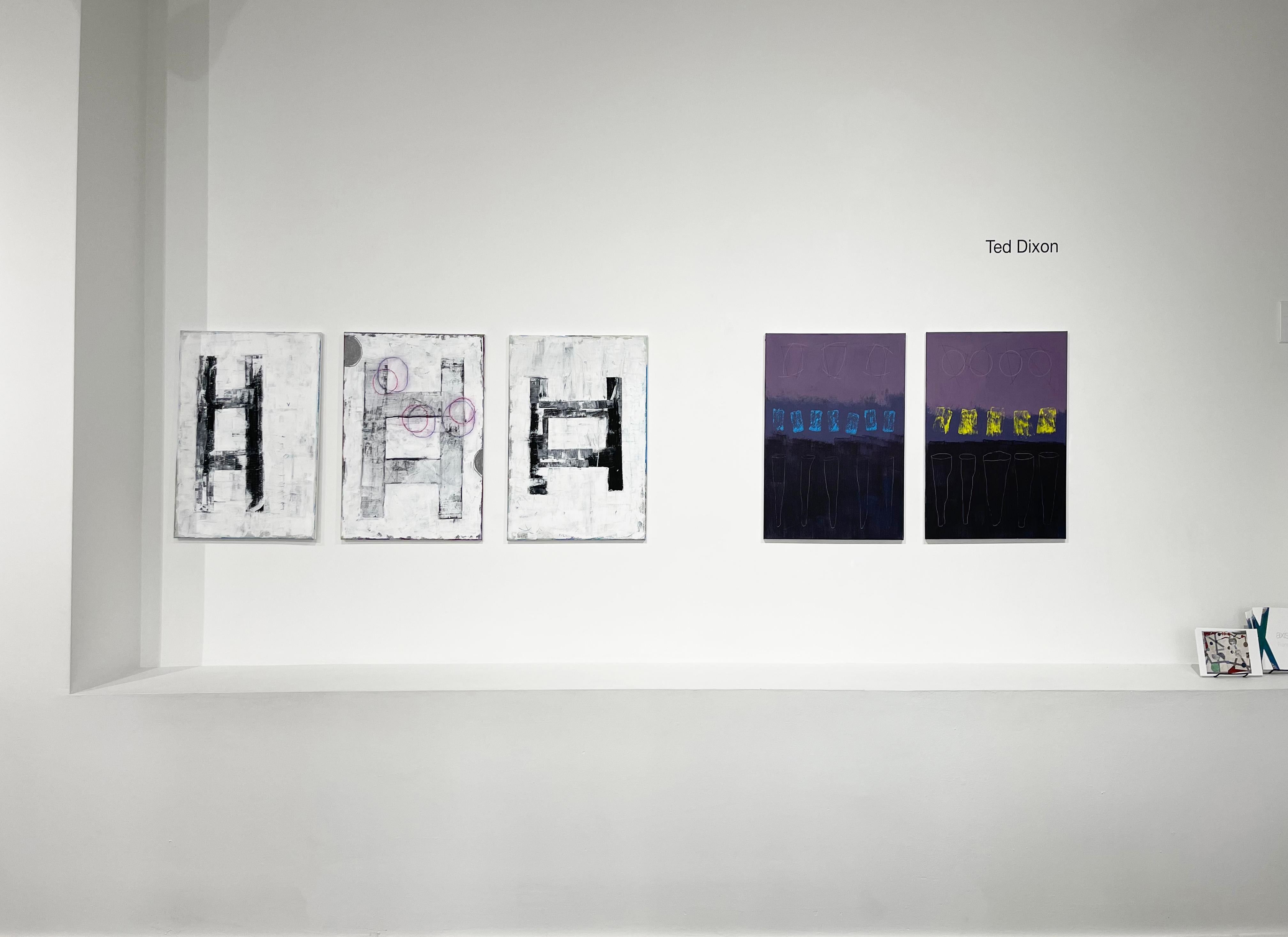 Neon Bubbles #2 (pittura acrilica astratta, in bianco e nero, geometrica) - Painting di Ted Dixon