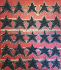 Politica, Pittura astratta, acrilico su tela, rosso, stelle, motivi
