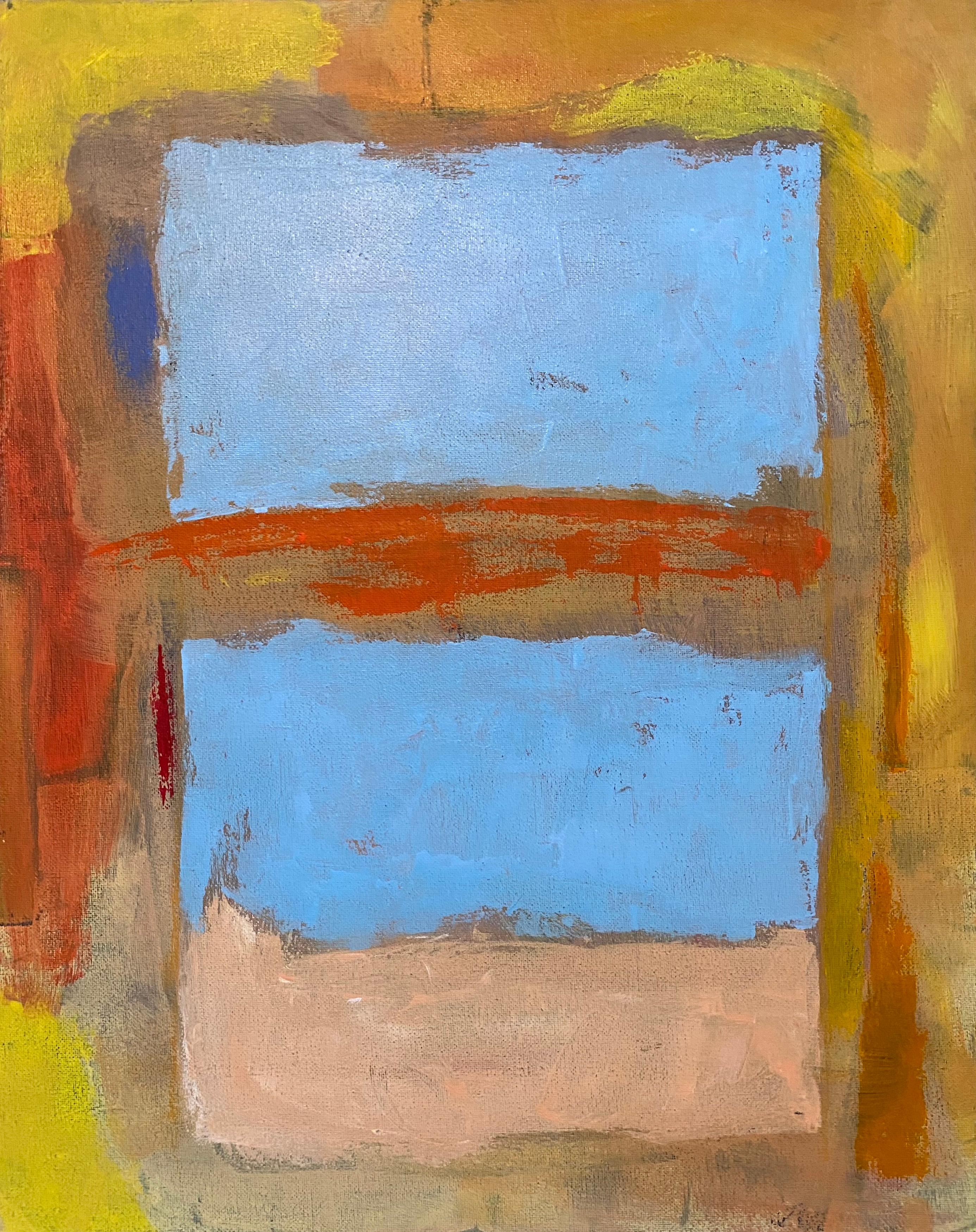 Abstract Painting di Ted Dixon - Citazione #1 (pittura acrilica astratta, nera, rossa, gialla, geometrica)