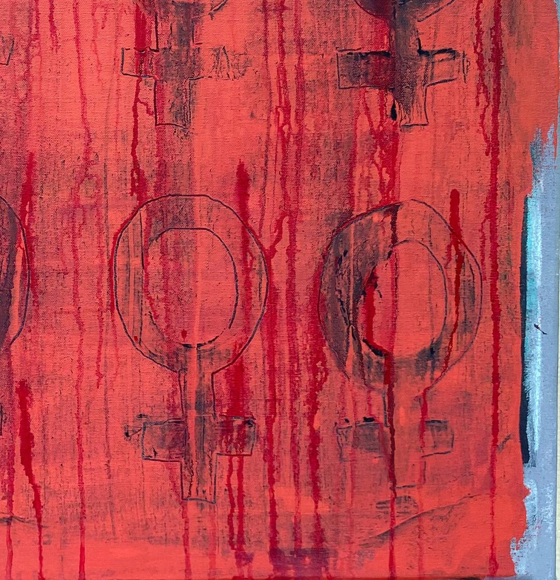 Race, Abstraktes Gemälde, Acryl auf Leinwand, rot, leuchtend (Abstrakter Expressionismus), Painting, von Ted Dixon