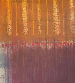 Selbstverteidigung, Abstrakte Malerei, Acryl auf Leinwand, warme Farben, Farbfeld