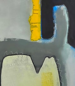 Tell mir etwas zu sagen (Abstrakte, rote, gelbe, geometrische, Acrylmalerei)