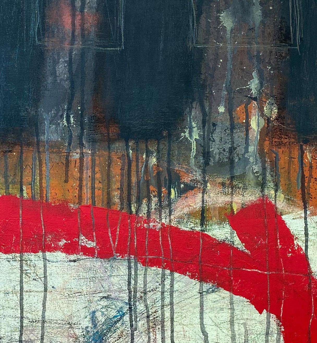 Traffic, Abstraktes Gemälde, Acryl auf Leinwand, dunkle Farben – Painting von Ted Dixon