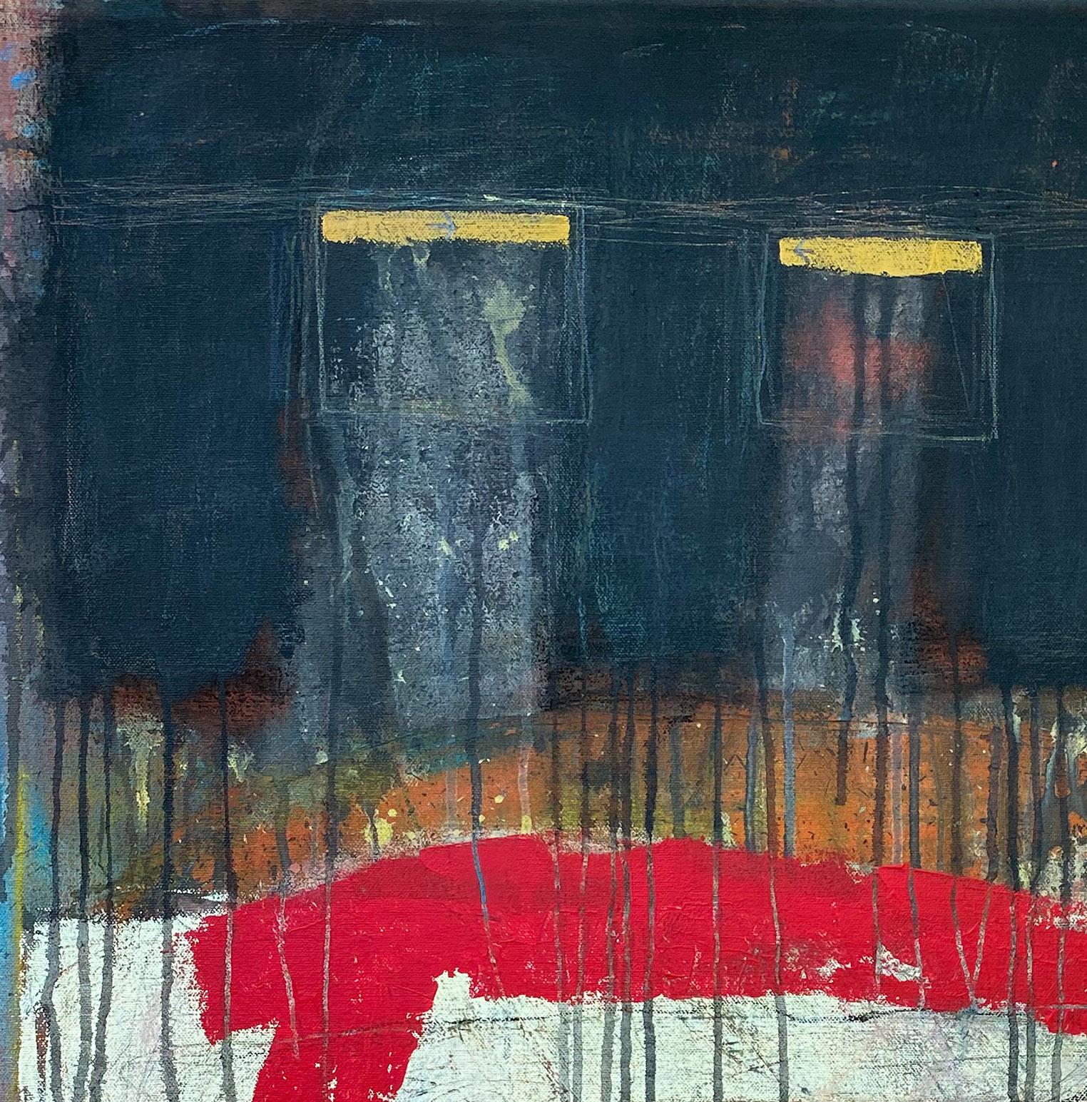 Traffic, Abstraktes Gemälde, Acryl auf Leinwand, dunkle Farben (Grau), Abstract Painting, von Ted Dixon