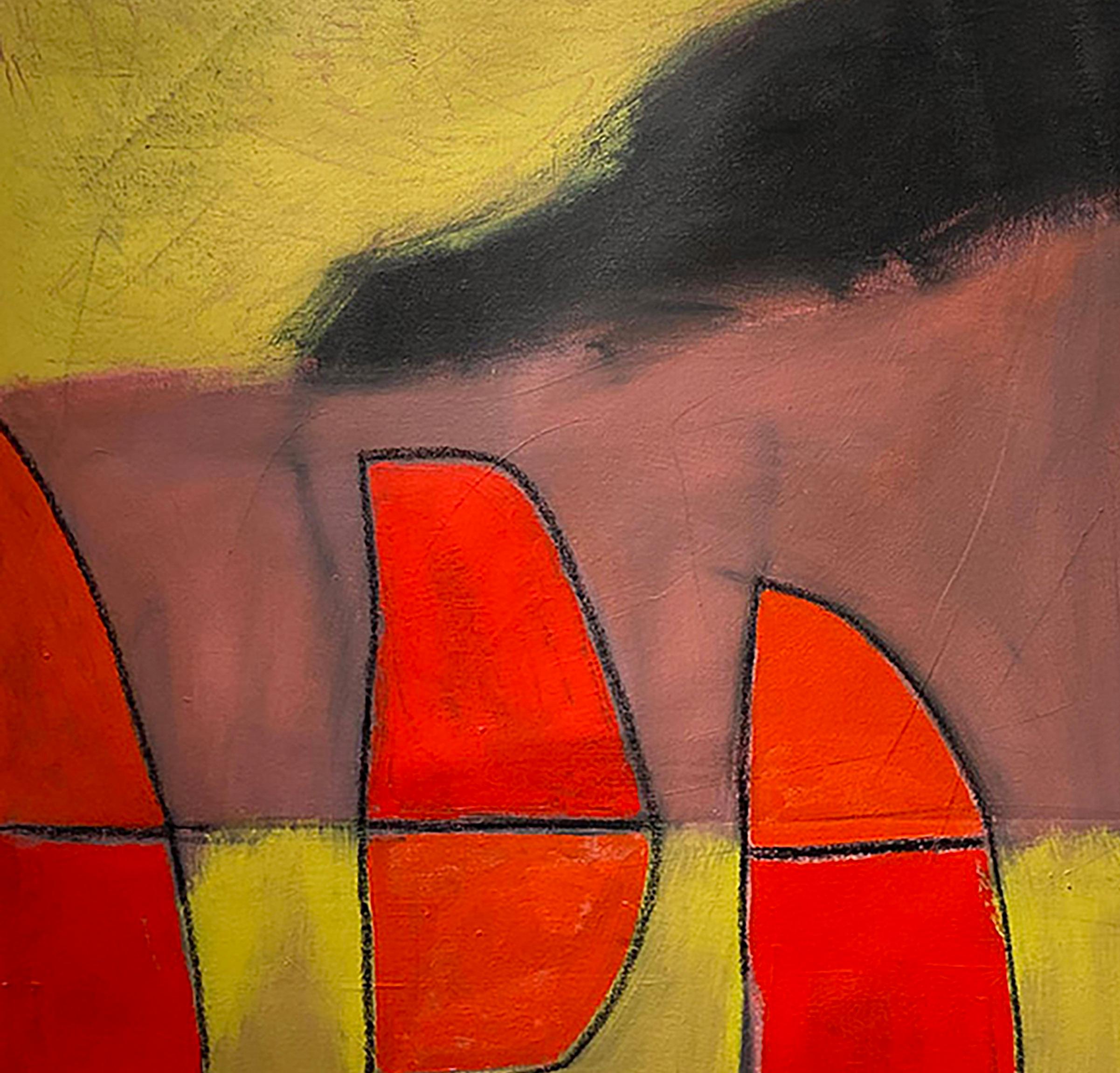 Turn Left At Marli, rosso, giallo, nero, astratto, colori scuri, audaci in vendita 1