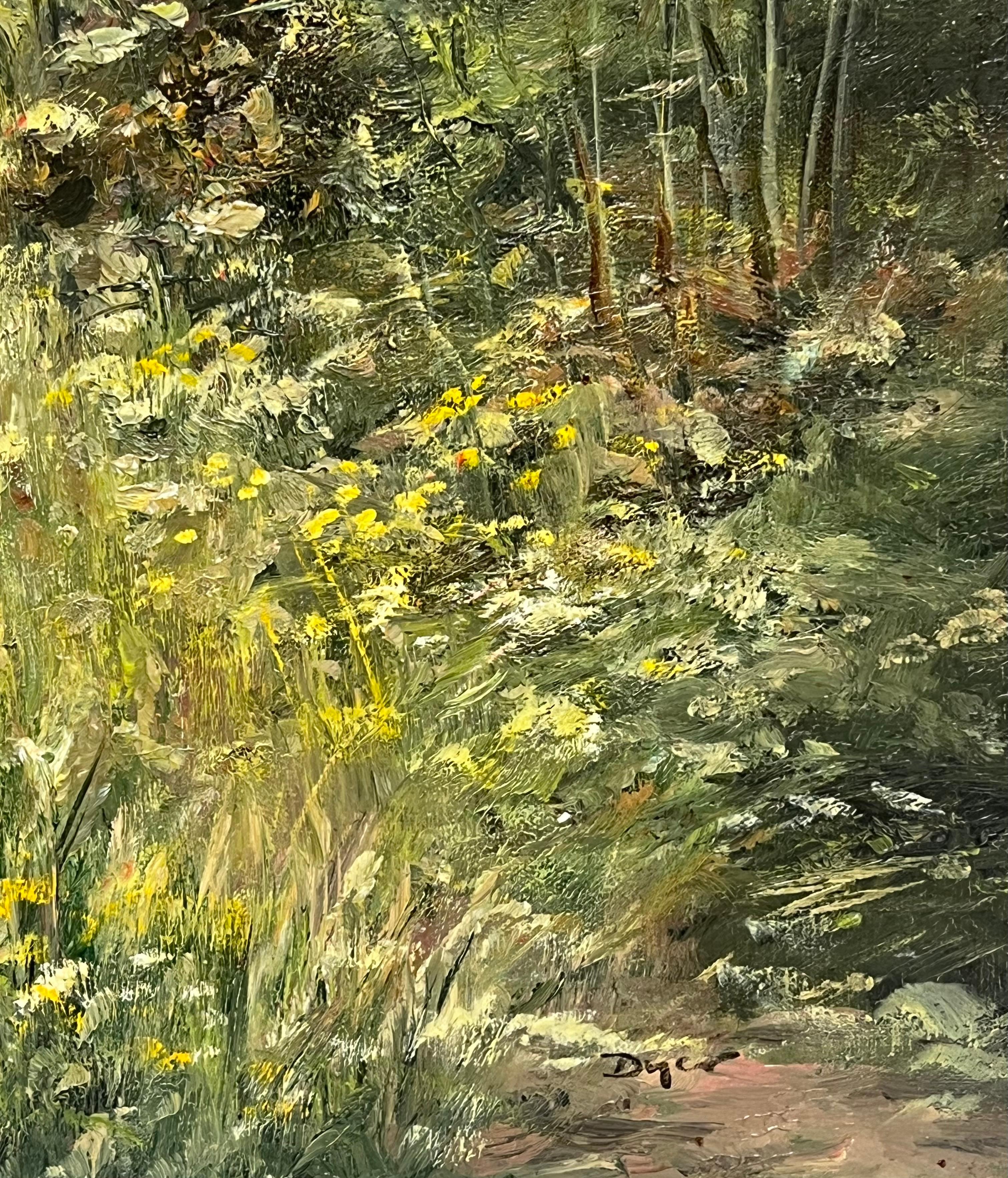 Large Traditional English Countryside Oil Painting Picking Flowers Wild Meadows For Sale 8