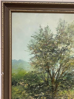 Large Traditional English Countryside Oil Painting Picking Flowers Wild Meadows