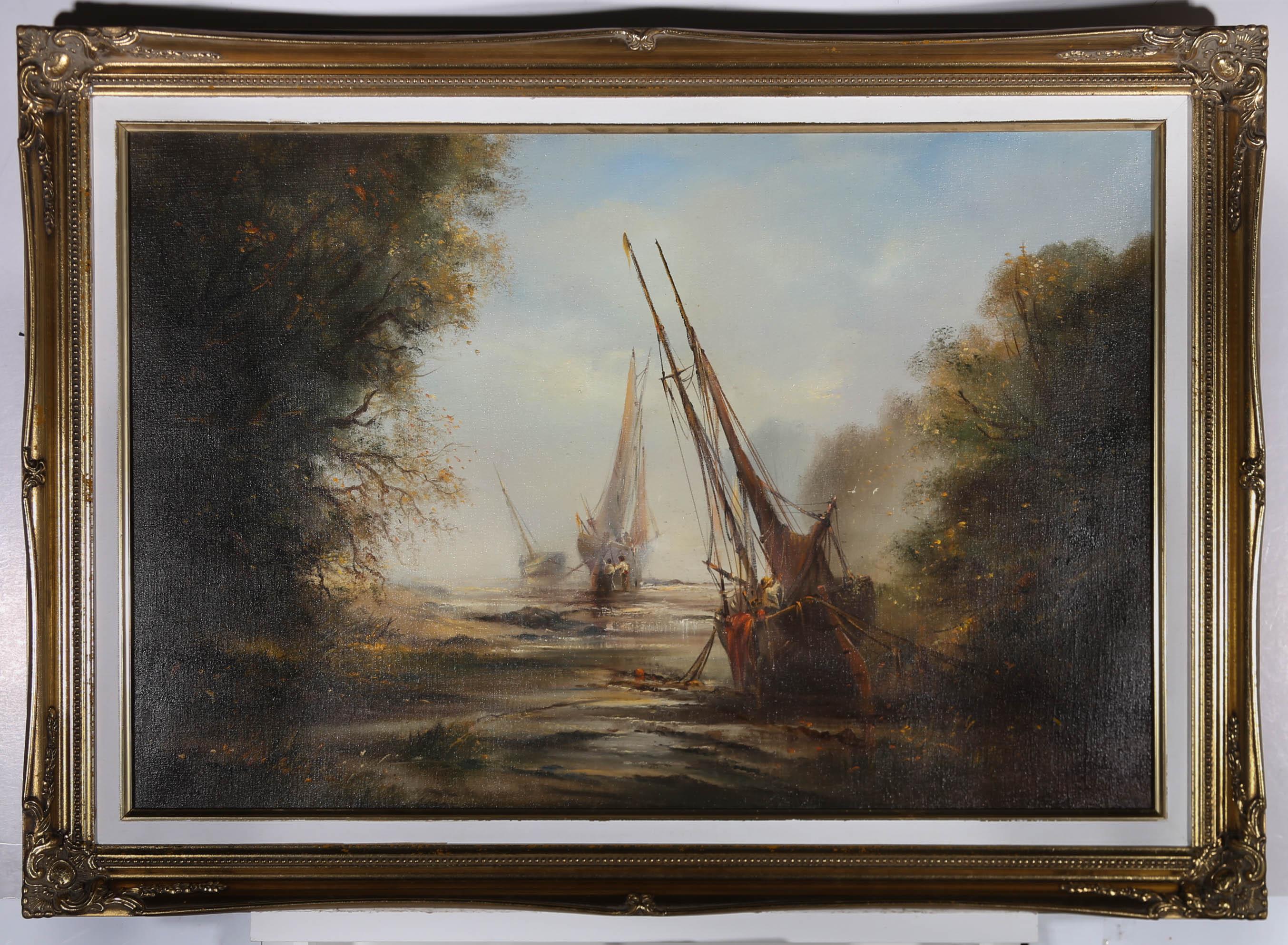 Ted Dyer (nato nel 1940) - Olio del XX secolo, Helford Creek 2