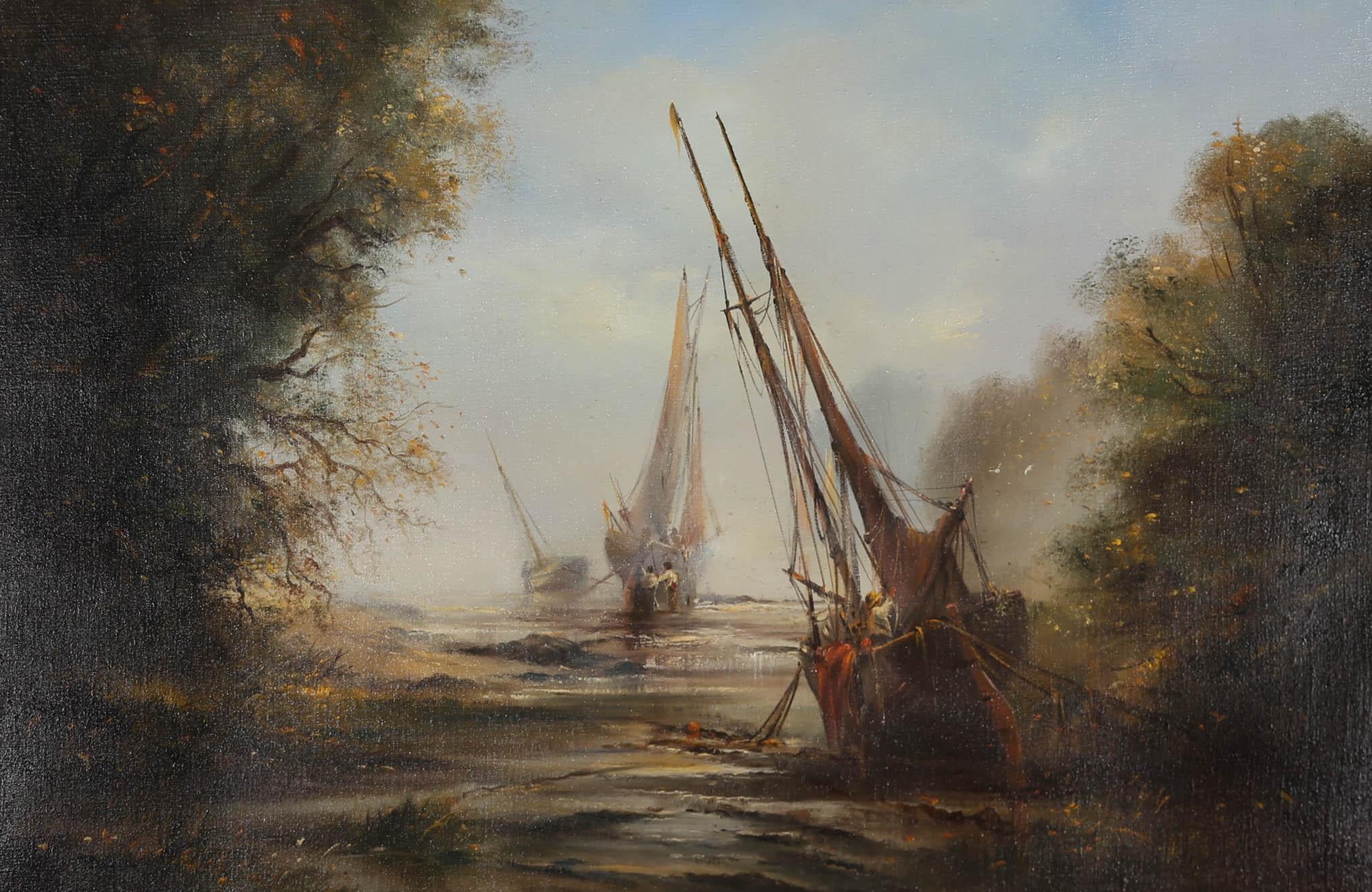 Ted Dyer (nato nel 1940) - Olio del XX secolo, Helford Creek 3