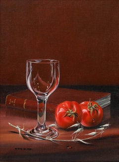 Ted Dyer (b.1940) - Framed 20th Century Oil, Still Life with Sherry Glass