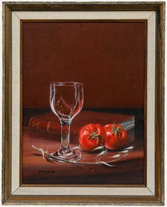 Vintage Ted Dyer (b.1940) - Framed 20th Century Oil, Still Life with Sherry Glass