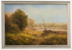 Ted Dyer - Framed 20th Century Oil, Rock-pooling in Summer