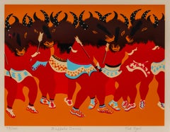 Ted Egri Buffalo Dance Vintage Colored Lithograph Native American Modernist