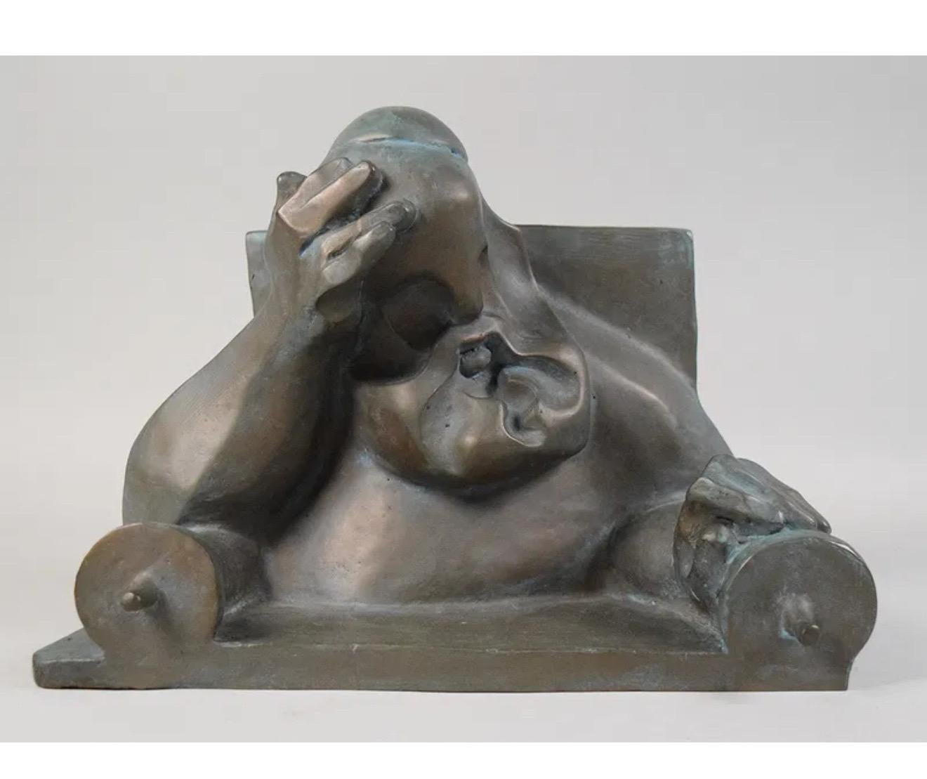 Ted Egri Taos Modernist Judaica Cubist Bronze Sculpture Rabbi
Torah WPA Artist