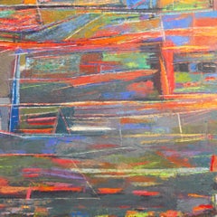 'California Landscape', Abstract in Coral and Blue, Davis