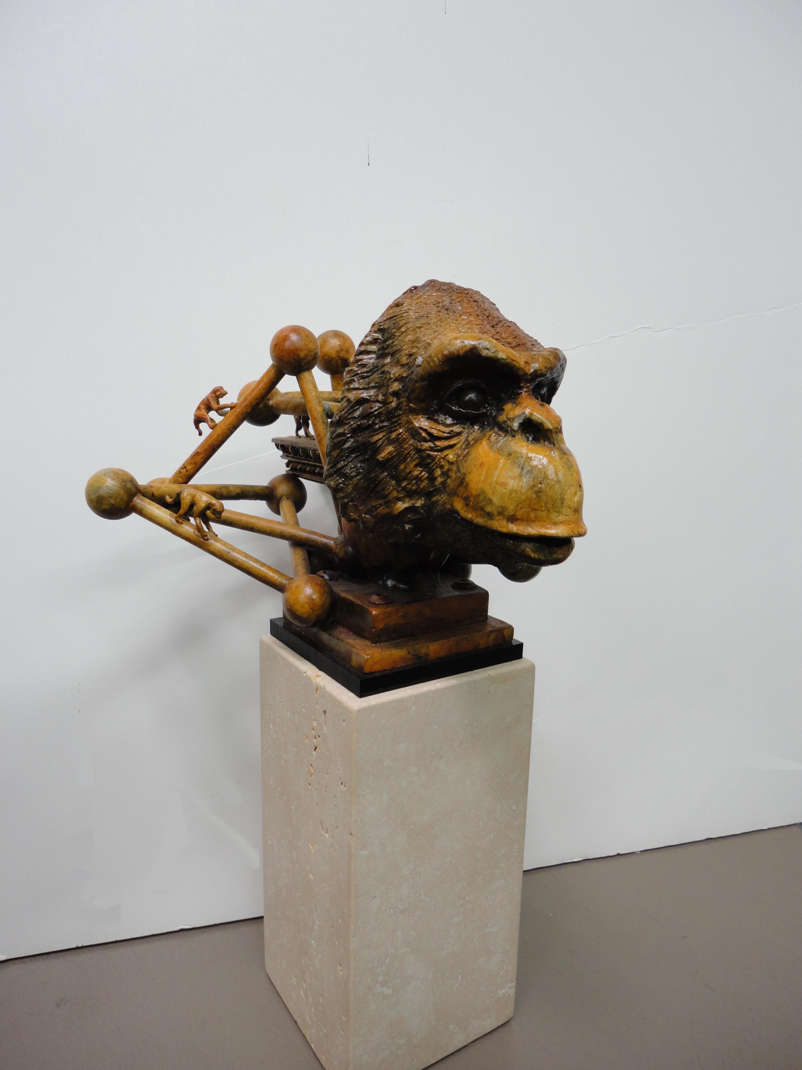 Ted Gall Figurative Sculpture - DNA Monkey