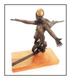 Ted Gall Original Bronze Industrial Sculpture Hand Signed Abstract Modern Art
