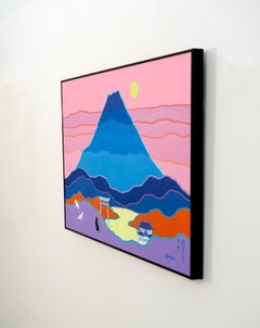 Japan - colourful, graphic, modern, minimalist, landscape, acrylic on canvas